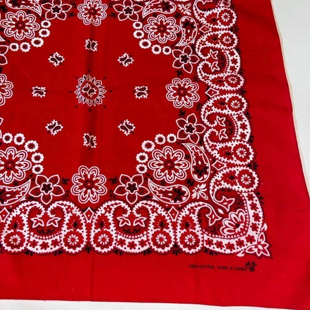 Classic Red Paisley Bandana Style Vintage Size Approximately 25X25